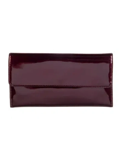 Pre-owned Mz Wallace Patent Leather Continental Wallet In Burgundy