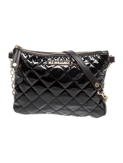 Pre-owned Mz Wallace Patent Leather Crossbody Bag In Black