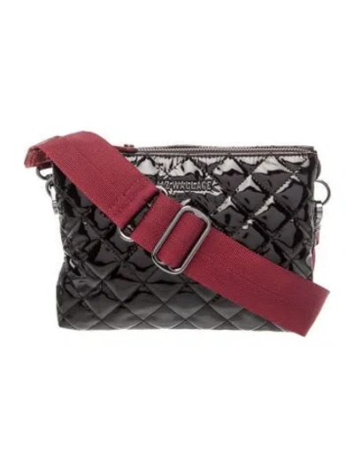Pre-owned Mz Wallace Patent Leather Messenger Bag In Black