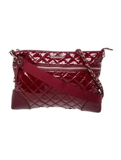 Pre-owned Mz Wallace Patent Leather Messenger Bag In Burgundy