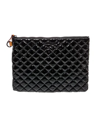 Pre-owned Mz Wallace Patent Leather Portfolio In Black
