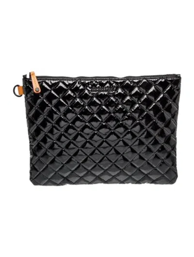 Pre-owned Mz Wallace Patent Leather Portfolio In Black
