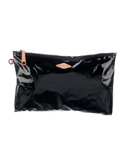 Pre-owned Mz Wallace Patent Nylon Cosmetic Bag In Black
