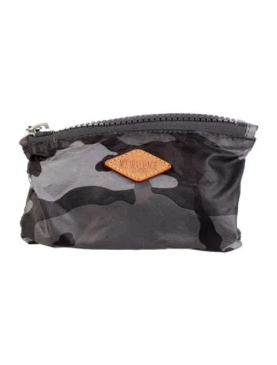 Pre-owned Mz Wallace Pattern Print Nylon Cosmetic Bag In Gray