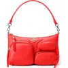 Mz Wallace Chelsea Petite Pocket Nylon Shoulder Bag In Bright Cherry