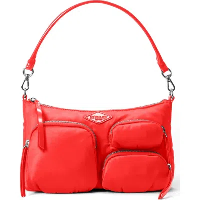 Mz Wallace Chelsea Petite Pocket Nylon Shoulder Bag In Bright Cherry
