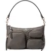 Mz Wallace Petite Chelsea Nylon Shoulder Bag In Gray