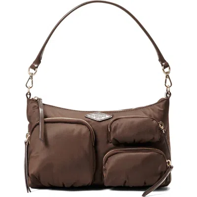 Mz Wallace Petite Chelsea Nylon Shoulder Bag In Walnut