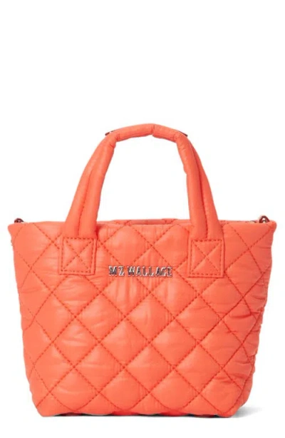 Mz Wallace Petite Metro Deluxe Quilted Nylon Tote In Poppy/silver