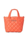 Mz Wallace Petite Metro Deluxe Quilted Nylon Tote In Poppy/silver