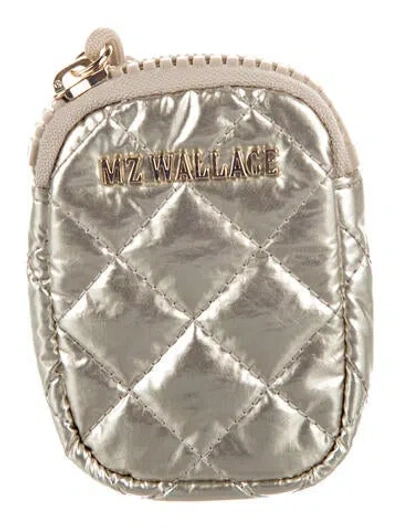 Pre-owned Mz Wallace Printed Coin Pouch In Gold