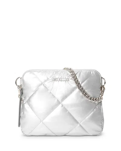 Mz Wallace Madison Quilted Nylon Crossbody Bag In Matte Silver