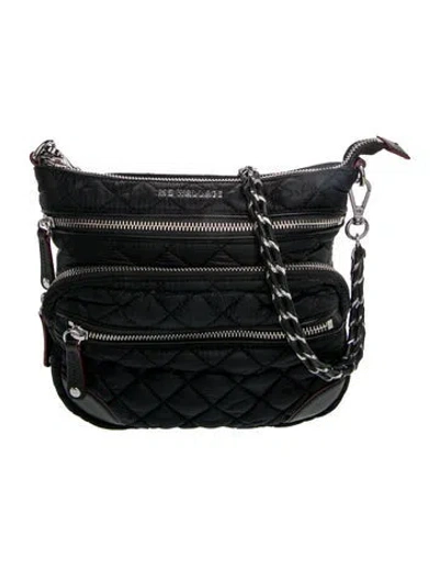 Pre-owned Mz Wallace Quilted Crossbody Bag In Black