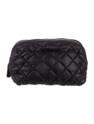 Pre-owned Mz Wallace Quilted Nylon Cosmetic Bag In Black