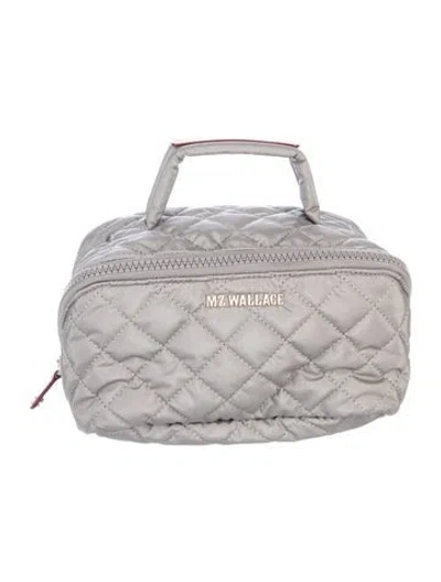 Pre-owned Mz Wallace Quilted Nylon Cosmetic Case In Gray