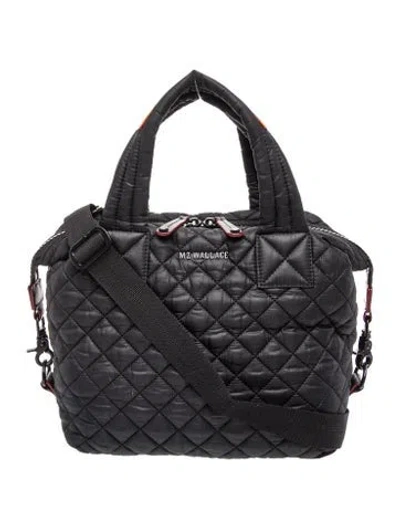 Pre-owned Mz Wallace Quilted Top Handle Bag In Black