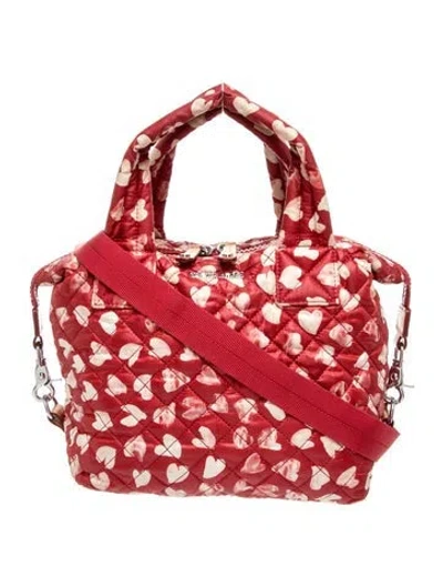 Pre-owned Mz Wallace Quilted Top Handle Bag In Red