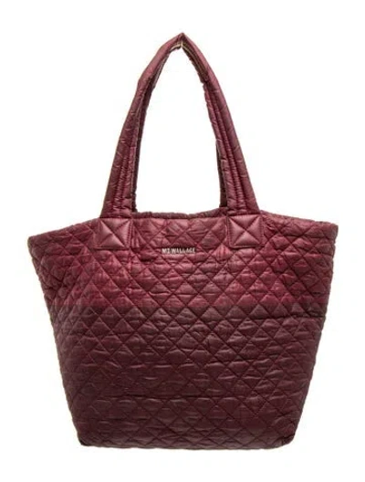 Pre-owned Mz Wallace Quilted Tote In Burgundy