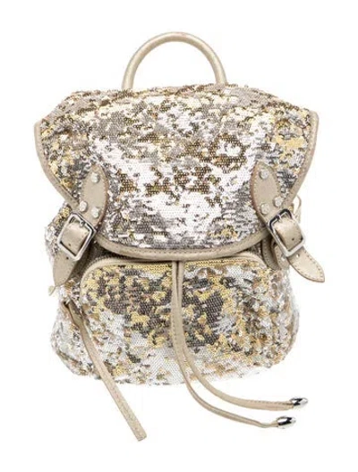 Pre-owned Mz Wallace Sequins Backpack In Gold