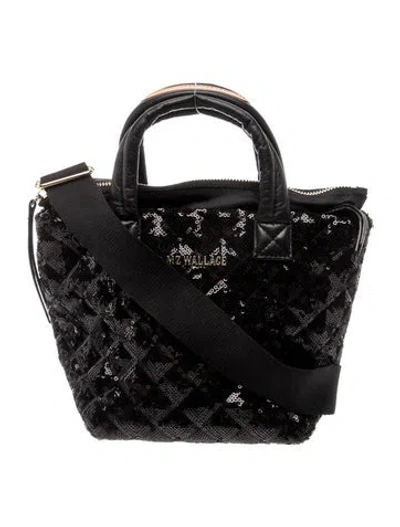 Pre-owned Mz Wallace Sequins Top Handle Bag In Black