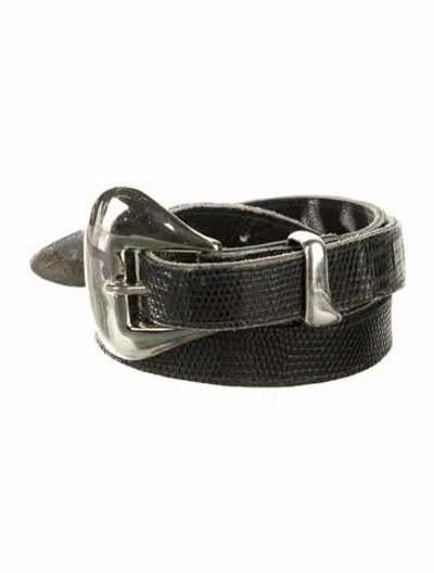 Pre-owned Mz Wallace Skinny Leather Belt In Black