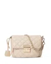 Mz Wallace Small Crosby Lock Quilted Nylon Crossbody Bag In Buff/gold