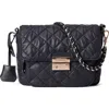 Mz Wallace Small Crosby Lock Quilted Nylon Crossbody Bag In Black