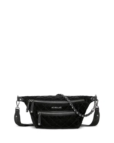 Mz Wallace Small Crosby Quilted Crossbody Belt Bag In Black