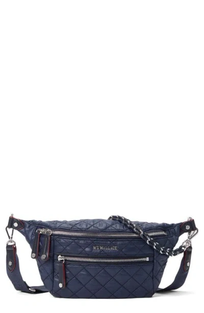 Mz Wallace Small Crosby Quilted Nylon Convertible Sling Bag In Blue