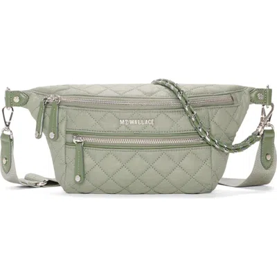 Mz Wallace Small Crosby Quilted Nylon Convertible Sling Bag In Green