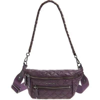 Mz Wallace Small Crosby Quilted Nylon Convertible Sling Bag In Purple