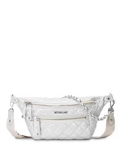 Mz Wallace Small Crosby Sling Bag In Silver