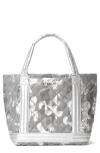 Mz Wallace Small Empire Quilted Tote In Silver Metallic Camo