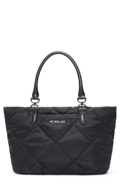 Mz Wallace Small Madison East/west Quilted Nylon Tote In Black