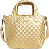 Mz Wallace Small Metro Deluxe Quilted Metallic Nylon Tote