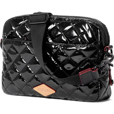 Mz Wallace Small Metro Quilted Nylon Camera Bag In Black Lacquer