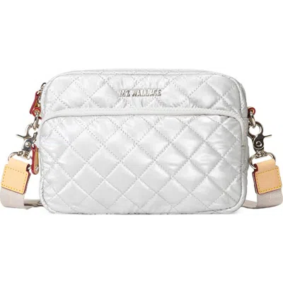 Mz Wallace Small Metro Quilted Nylon Camera Bag In Oyster Metallic