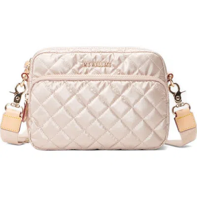 Mz Wallace Small Metro Quilted Nylon Camera Bag In Pale Rose Gold Metallic