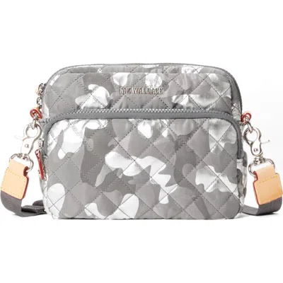 Mz Wallace Small Metro Quilted Nylon Camera Bag In Silver Metallic Camo