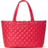 Mz Wallace Small Metro Quilted Nylon City Tote In Red