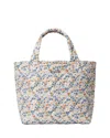 Mz Wallace Metro Deluxe Flower Quilted Tote Bag In Poppy Forest/silver
