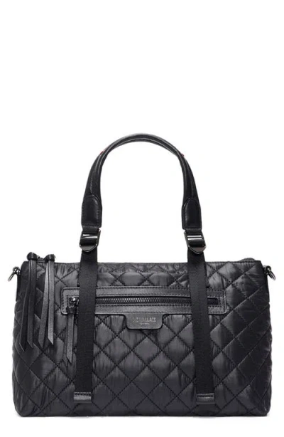 Mz Wallace Small Park Quilted Nylon Satchel In Black