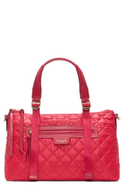 Mz Wallace Small Park Quilted Nylon Satchel In Red