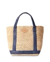 Mz Wallace Small Raffia Tote In Navy