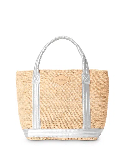 Mz Wallace Small Raffia Tote In Raffia/silver