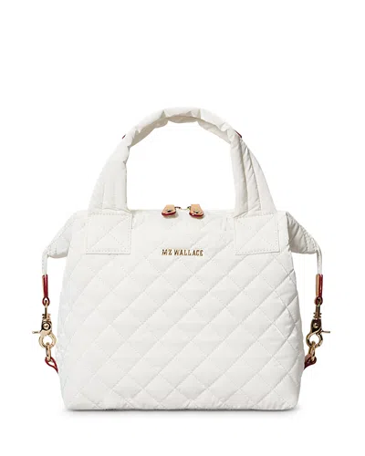 Mz Wallace Small Sutton Deluxe Quilted Nylon Crossbody Bag In Chalk Liquid