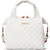 Mz Wallace Small Sutton Deluxe Quilted Nylon Crossbody Bag In Chalk Liquid