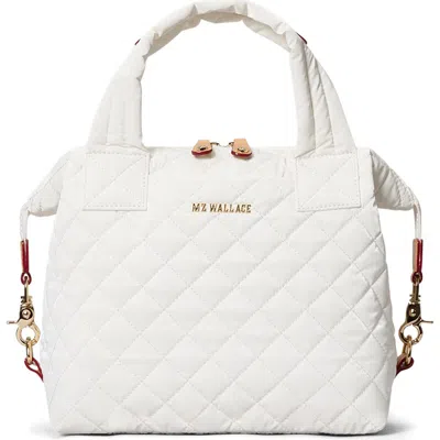 Mz Wallace Small Sutton Deluxe Quilted Nylon Crossbody Bag In Chalk Liquid