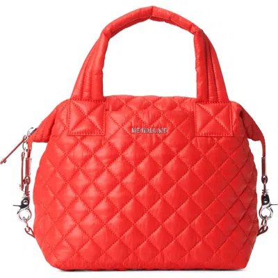Mz Wallace Small Sutton Deluxe Quilted Nylon Tote In Bright Cherry
