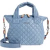 Mz Wallace Sutton Deluxe Small Quilted Crossbody Bag In Stone Blue